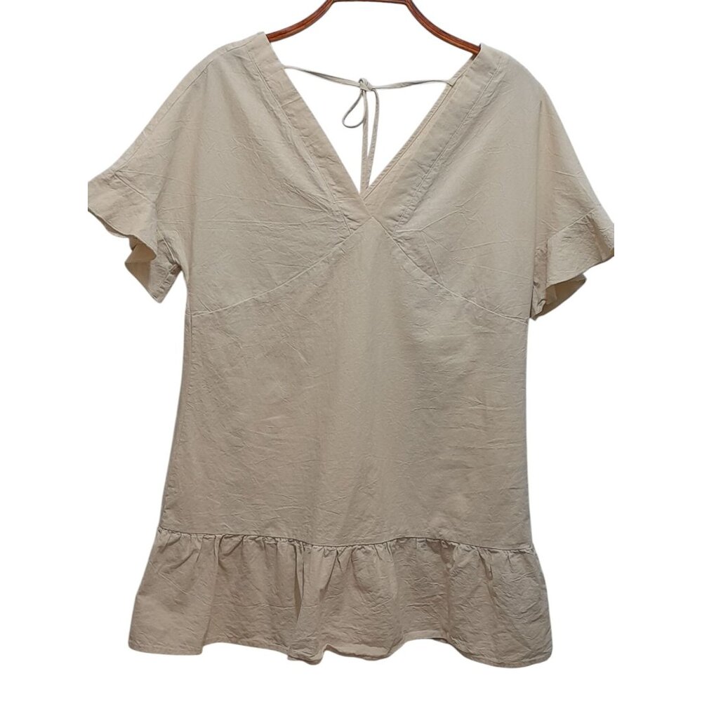 Womens Boho Beach Cottagecore Peasant Prairie Ruffle Hem Size Medium Mini Dress - Picture 6 of 9